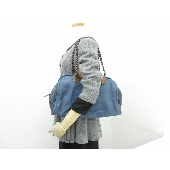 CHANEL In the Mix Bag Hand Shoulder Blue Leather x - Picture 8 of 8